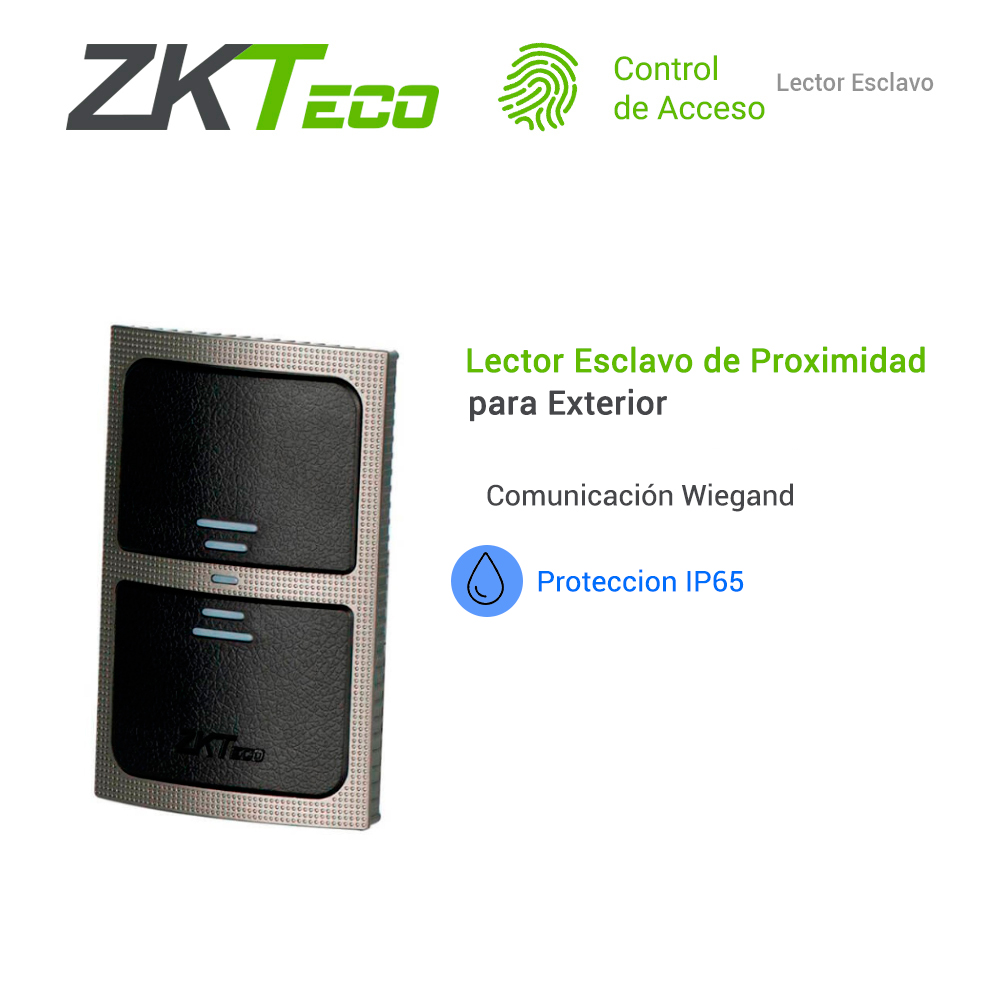 Lector Proximidad Zkteco Kr503e Lector Esclavo Necesita Conectarse A Un Panel Compatible Con Paneles C3 O Inbio O Inbiopro Lee Tarjetas 125KHZ Conexion Wg