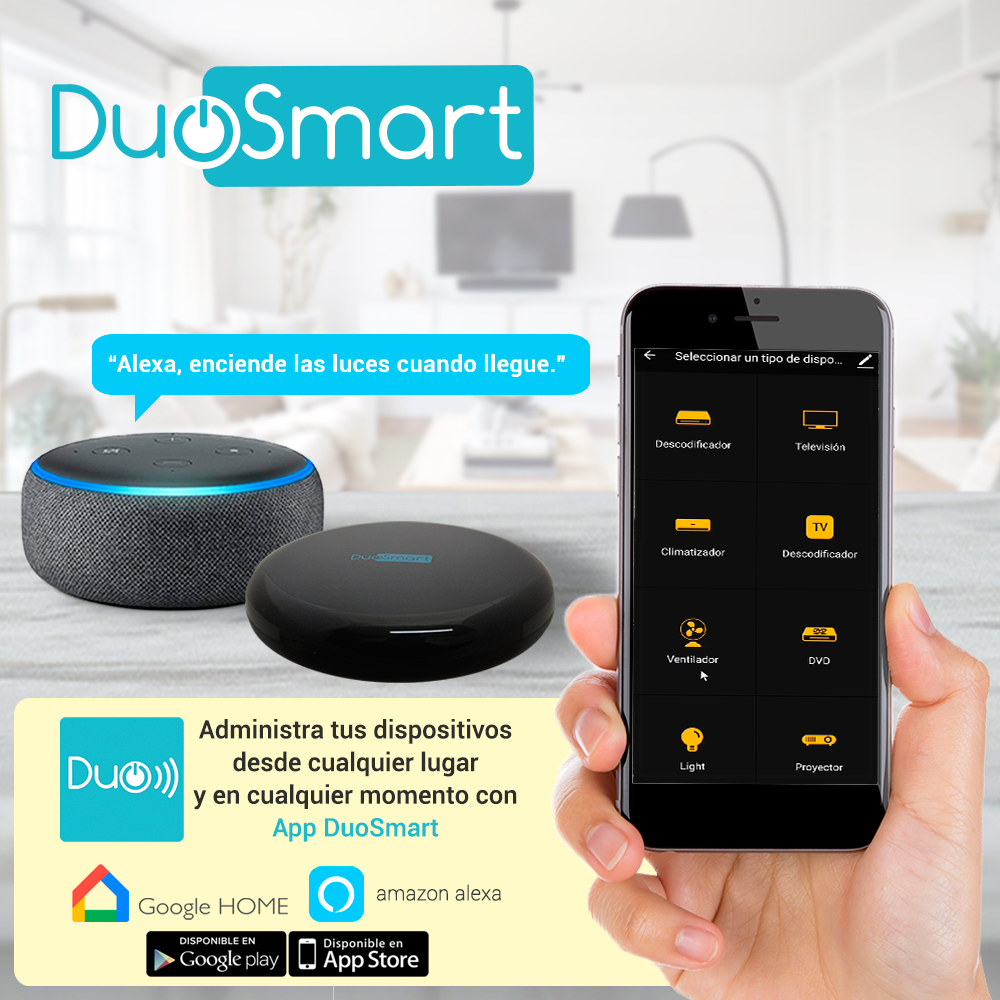 MODULO IR WIFI DUOSMART L10 CONTROLA EQUIPOS QUE USEN CONTROL REMOTO INFRARROJO CON FUNCION DE APRENDIZAJE DE CODIGOS COMPATIBLE CON APP DUOSMART