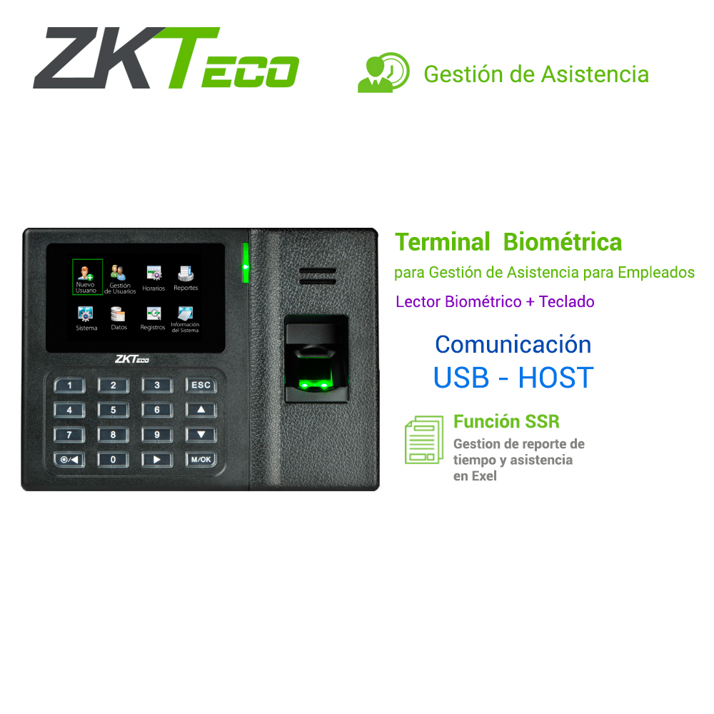CONTROL DE ASISTENCIA CHECADOR AUTONOMO ZKTECO LX14 BIOMETRICO DE 500HUELLAS/500CONTRASEÑAS/50,000REGISTROS USBHOST/SSR-FORMATOEXCEL