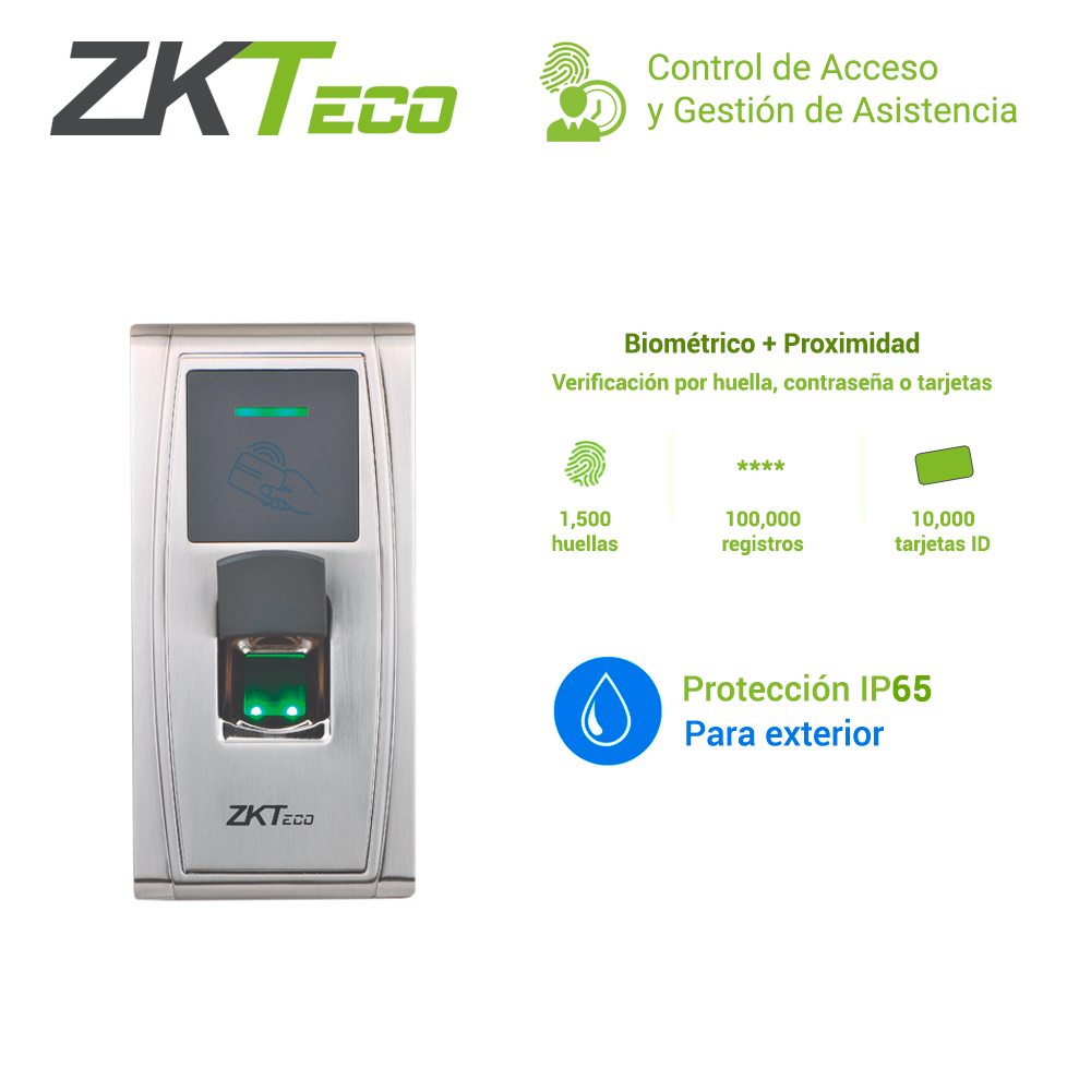 Control De Acceso Avanzado Zkteco Ma300 Biometrico Antivandalico Para Exterior Capacidad De 1500HUELLAS/10,000TARJETAS/100,000REGISTROS Tcpip/rs485/usb Host Compatible Con Software Zkbio Cv Access