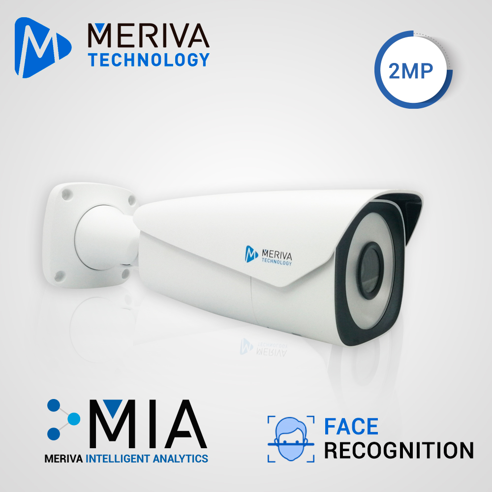 CAMARA IP BULLET MERIVA TECHNOLOGY MAFR-200 / 2MP / H.265+ / LENTE MOTORIZADO 7 - 22MM / 10M LED  / IP67 / METALICA / 12 VCD / POE / SOPORTA MICRO SD HASTA 256 GB (NO INCLUIDA) / 1 ENTRADA + 1 SALIDA DE AUDIO / 1 ENTRADA + 1 SALIDA DE ALARMA / MIA 2.0 / ONVIF / FACE RECOGNITION INTEGRADO HASTA 10,000 ROSTROS