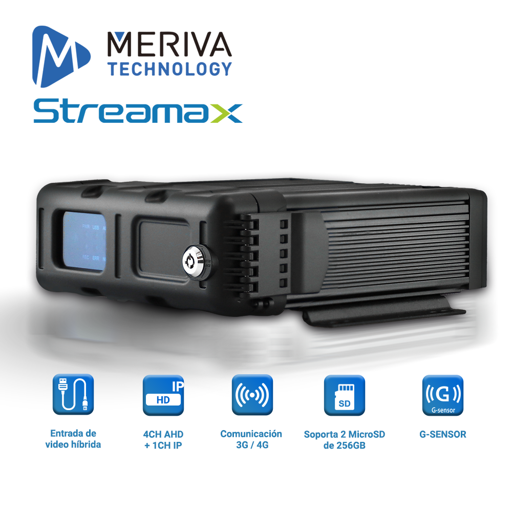 DVR MOVIL AHD MERIVA TECHNOLOGY MM1N-G4 HÍBRIDO / 4CH AHD / 1CH IP / 1080P / MÓDULO GPS / MÓDULO 3G 4G  / SOPORTA TARJETA SD CLASE 10 / CONECTORES DIN DE AVIACIÓN 4 PINES Y 6 PINES / G-SENSOR / COMPATIBLE CON CEIBA2 