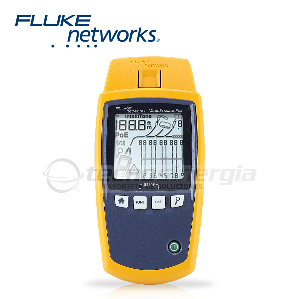 Verificador De Red Microscanner POE Fluke Networks Ms-poe Para Comprobacion De Redes De Voz, Datos Y Video Detecta POE 802.3 Af, At, Bt Y Upoe Con Pantalla LCD Retroiluminada
