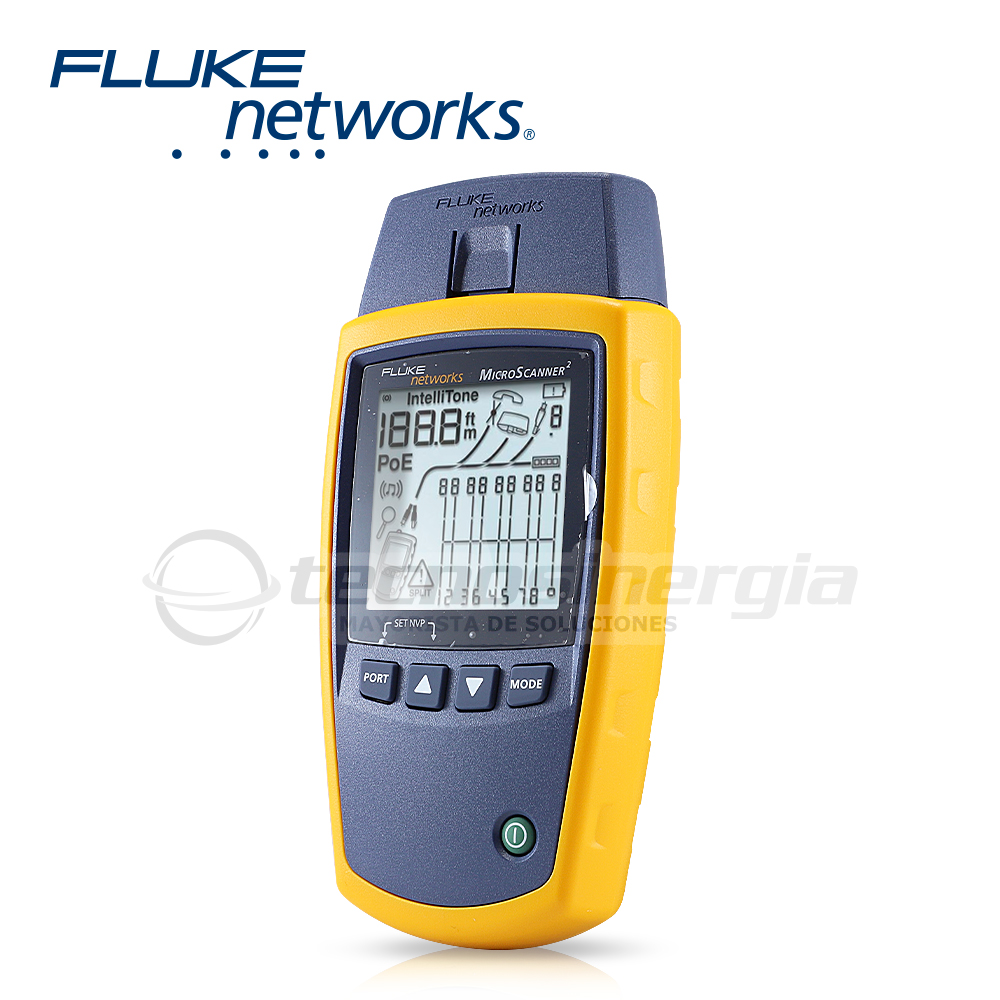 TESTER DE RED MICROSCANNER 2 FLUKE NETWORKS MS2-100 PARA COMPROBACIÓN DE REDES DE VOZ, DATOS Y VIDEO PANTALLA LCD RETROILUMINADA PRUEBA DE LONGITUD DE CABLE MAPA DE CABLEADO 