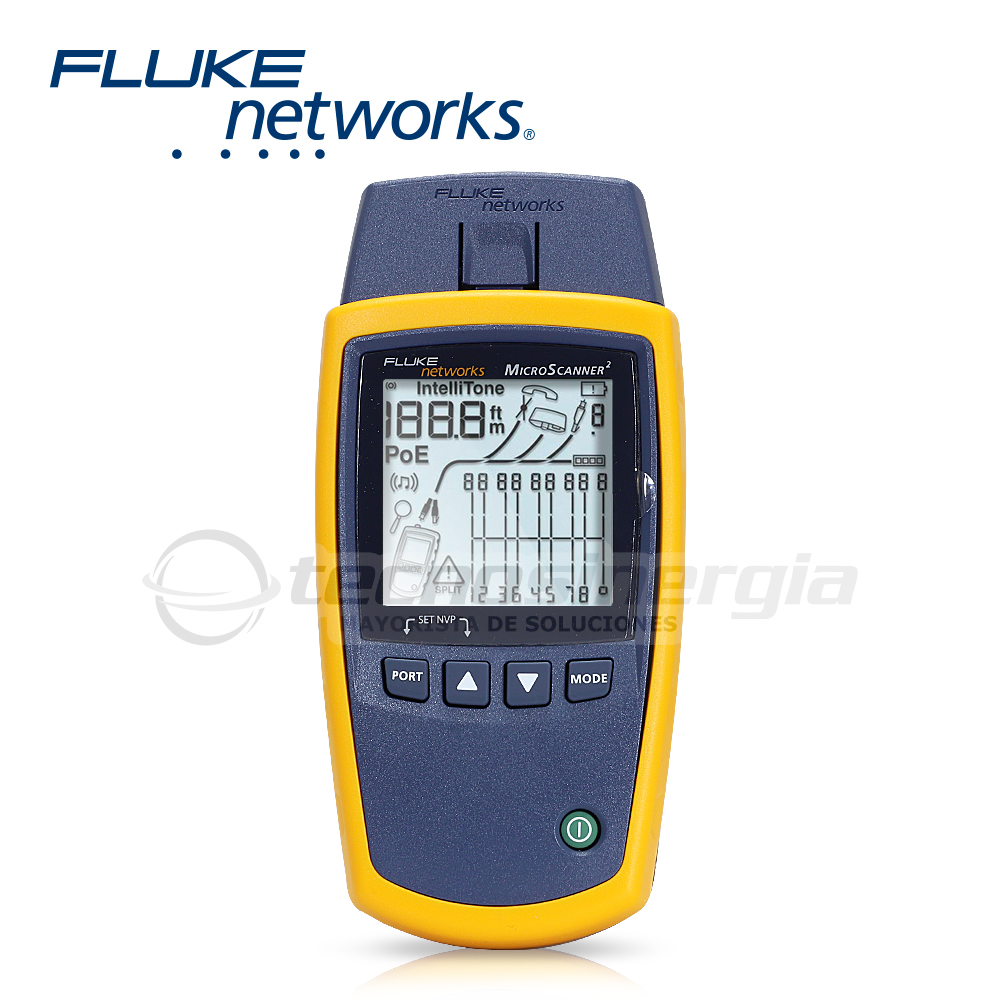Tester De Red Microscanner 2 Fluke Networks Ms2-100 Para Comprobacion De Redes De Voz, Datos Y Video Pantalla LCD Retroiluminada Prueba De Longitud De Cable Mapa De Cableado