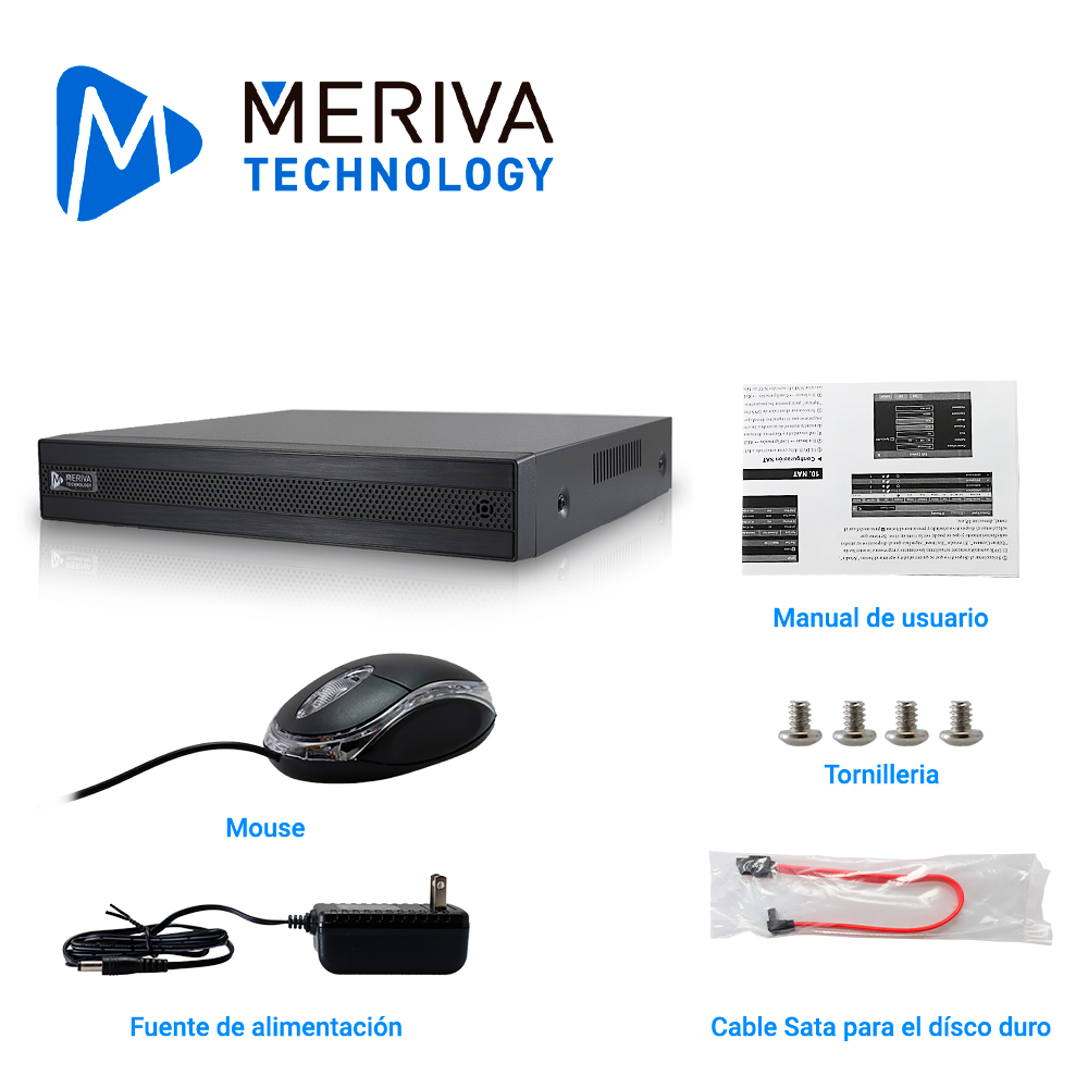 DVR Meriva Technology Mxvr-2116a HD H.265 18CH 2MP Penta Hibrido 16CH Bnc / 2CH IP / Salida HDMI (1080p) + 1 VGA / 1 Salida + 1 Entrada De Audio / Coc / P2p-cloud / So. N9000 / Tecnologias AHD / TVI / CVI / Sd / IP / Grabacion 1080P-LITE / 1DD / Compatible Con Audio (aoc)