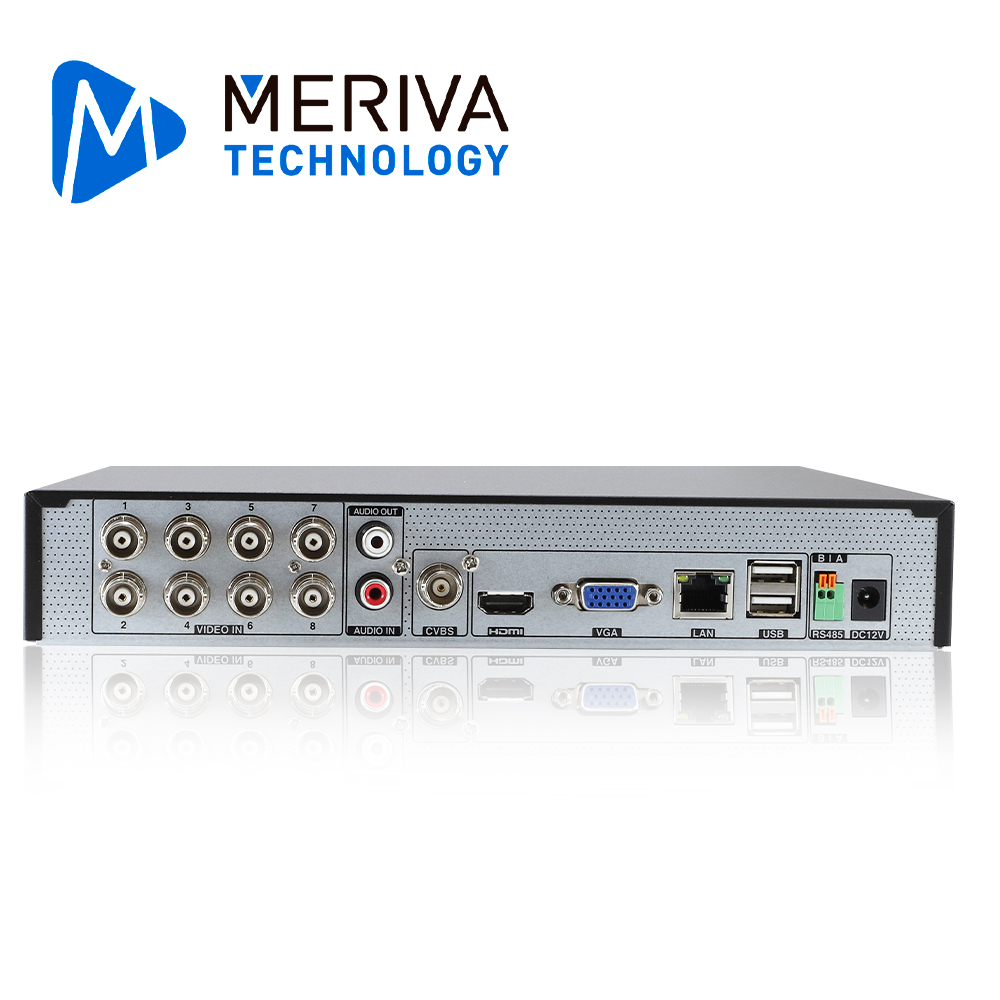 DVR Meriva Technology Mxvr-5108a HD H.265 12 Ch 5MP Penta Hibrido 8CH Bnc / 4CH IP / Salida Salida HDMI (1080p) + 1 VGA + Bnc Simultanea / 1 Salida + 1 Entrada De Audio Rca / Coc / P2p-cloud / So. N9000 / Tecnologias AHD / TVI / CVI / Sd / IP Grabacion 5MP-LITE / 1DD / Compatible Con Audio Sobre Co
