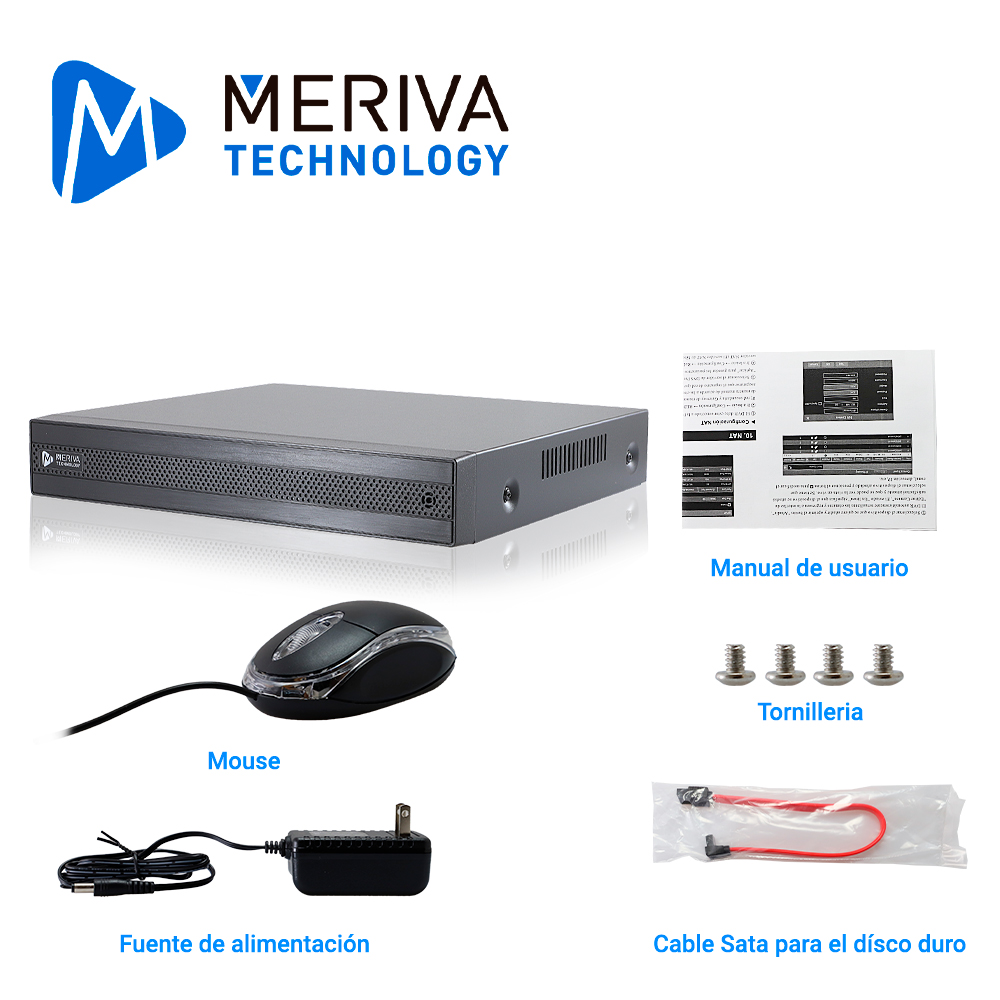 DVR Meriva Technology Mxvr-5108a HD H.265 12 Ch 5MP Penta Hibrido 8CH Bnc / 4CH IP / Salida Salida HDMI (1080p) + 1 VGA + Bnc Simultanea / 1 Salida + 1 Entrada De Audio Rca / Coc / P2p-cloud / So. N9000 / Tecnologias AHD / TVI / CVI / Sd / IP Grabacion 5MP-LITE / 1DD / Compatible Con Audio Sobre Co