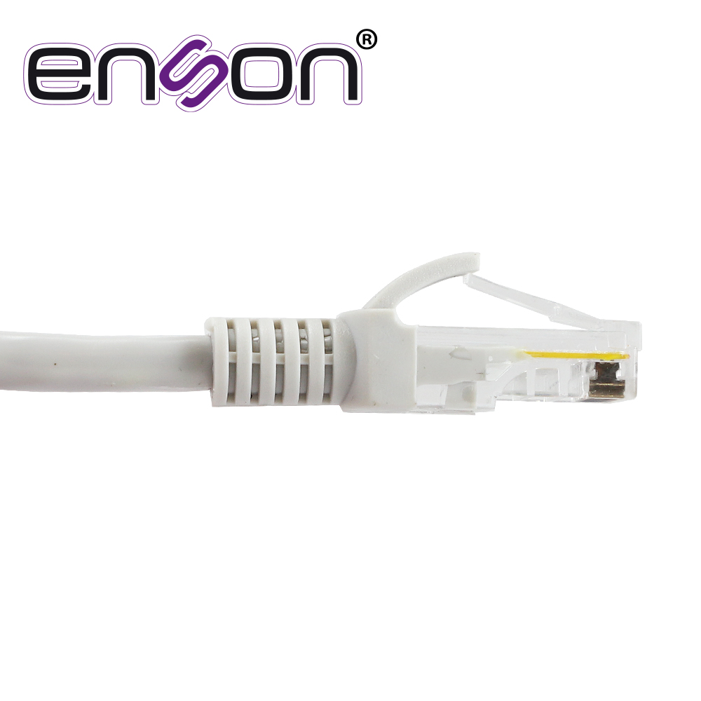 PATCHCORD UTP CAT5E ENSON P5E15 SERIE ECO CALIBRE 24 AWG CCA DE 1.5 METROS FORRO PVC COLOR GRIS PARA USO EN INTERIORES PARA CONECTAR EQUIPOS A REDES BASE 10,100