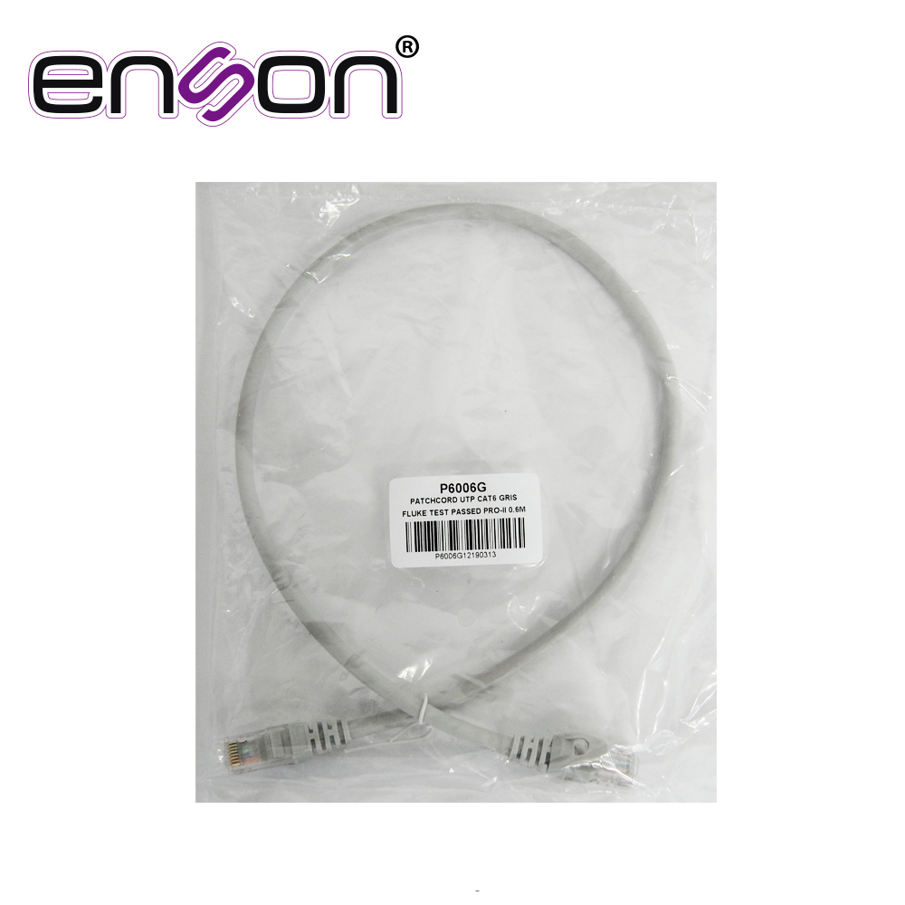 PATCHCORD UTP ENSON P6006G CAT6 60CM GRIS SERIE EPRO 100-II 100 POR CIENTO COBRE PARA MEJOR IDENTIFICACION DE SOLUCIONES EN RACKS Y GABINETES