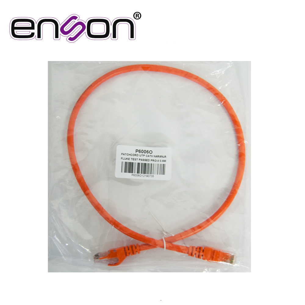 Patchcord UTP Enson P6006o CAT6 60CM Naranja Serie Epro 100-II 100 Por Ciento Cobre Para Mejor Identificacion De Soluciones En Racks Y Gabinetes