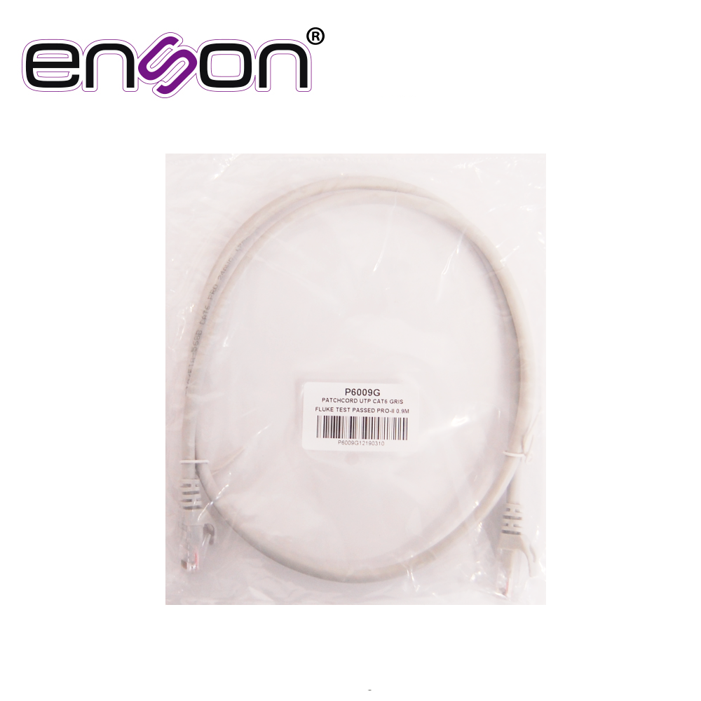 PATCHCORD UTP ENSON P6009G CAT6 90CM GRIS SERIE EPRO 100-II 100 POR CIENTO COBRE PARA MEJOR IDENTIFICACION DE SOLUCIONES EN RACKS Y GABINETES