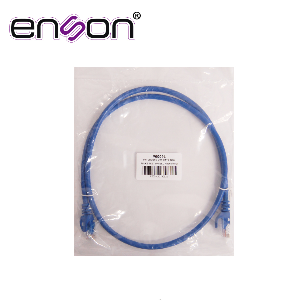 PATCHCORD UTP ENSON P6009L CAT6 90CM AZUL SERIE EPRO 100-II 100 POR CIENTO COBRE PARA MEJOR IDENTIFICACION DE SOLUCIONES EN RACKS Y GABINETES