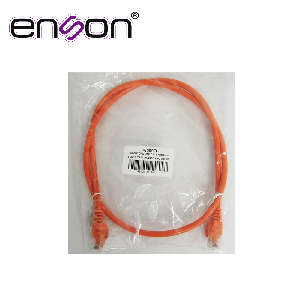 PATCHCORD UTP ENSON P6009O CAT6 90CM NARANJA SERIE EPRO 100-II 100 POR CIENTO COBRE PARA MEJOR IDENTIFICACION DE SOLUCIONES EN RACKS Y GABINETES