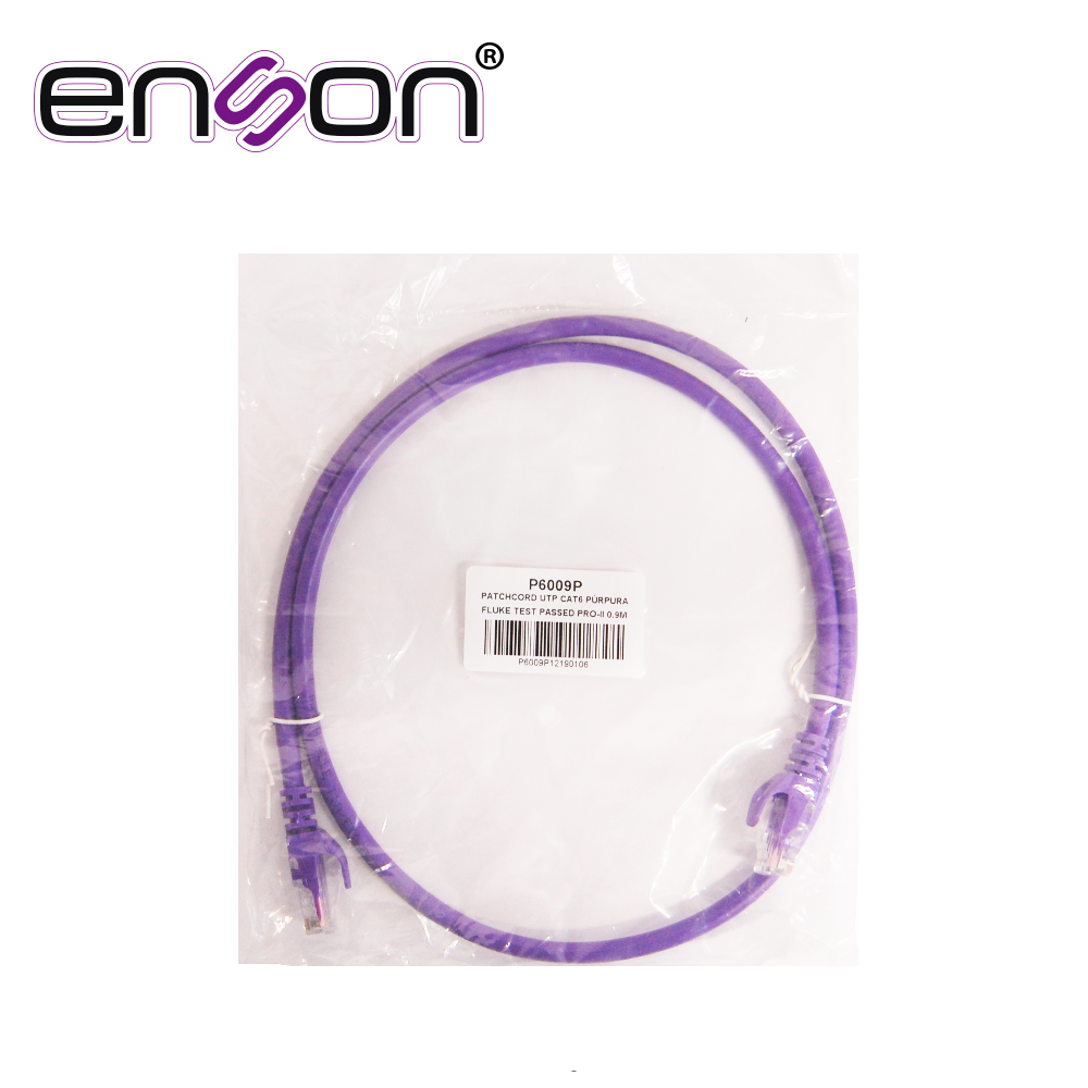 PATCHCORD UTP ENSON P6009P CAT6 90CM MORADO SERIE EPRO 100-II 100 POR CIENTO COBRE PARA MEJOR IDENTIFICACION DE SOLUCIONES EN RACKS Y GABINETES