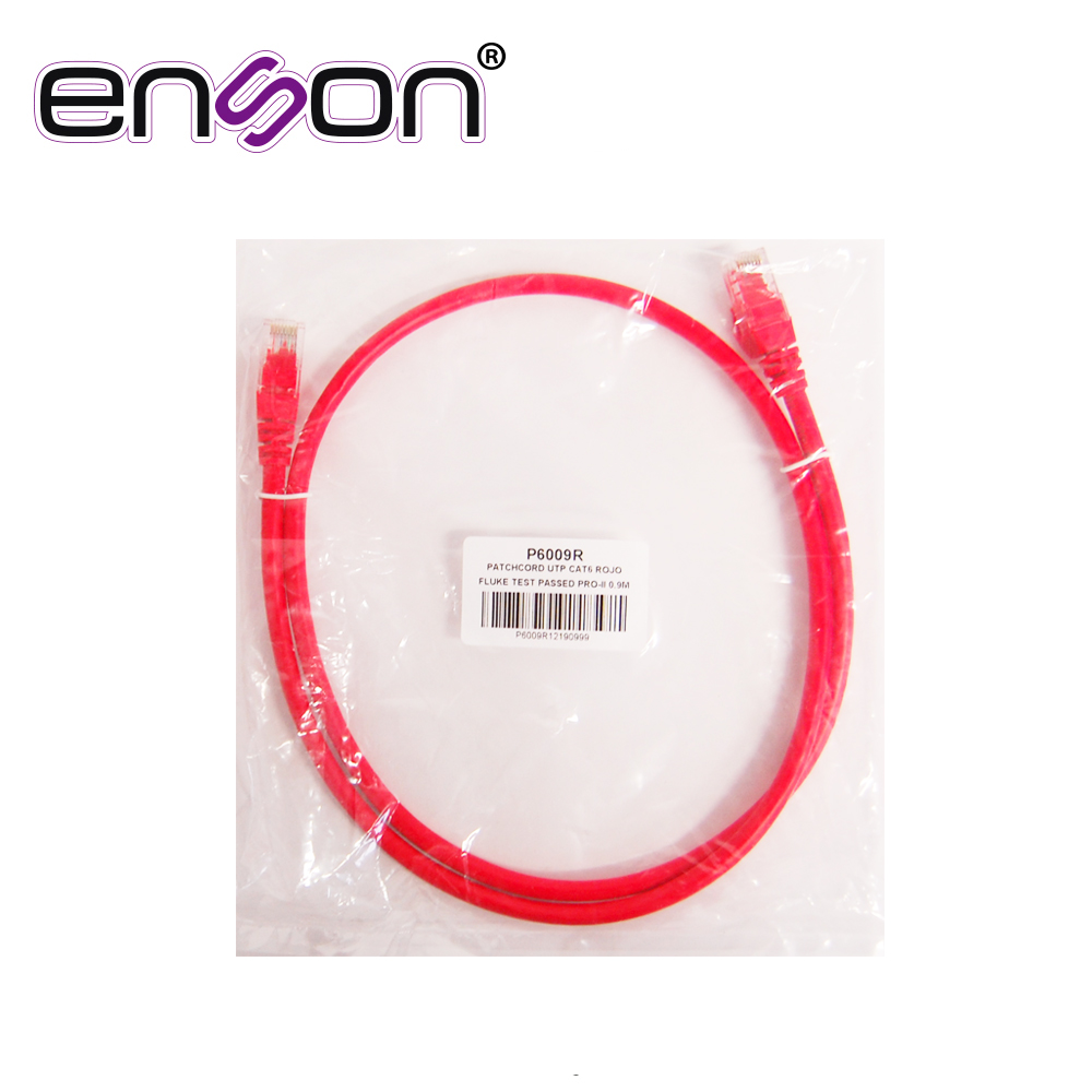 PATCHCORD UTP ENSON P6009R CAT6 90CM ROJO SERIE EPRO 100-II 100 POR CIENTO COBRE PARA MEJOR IDENTIFICACION DE SOLUCIONES EN RACKS Y GABINETES