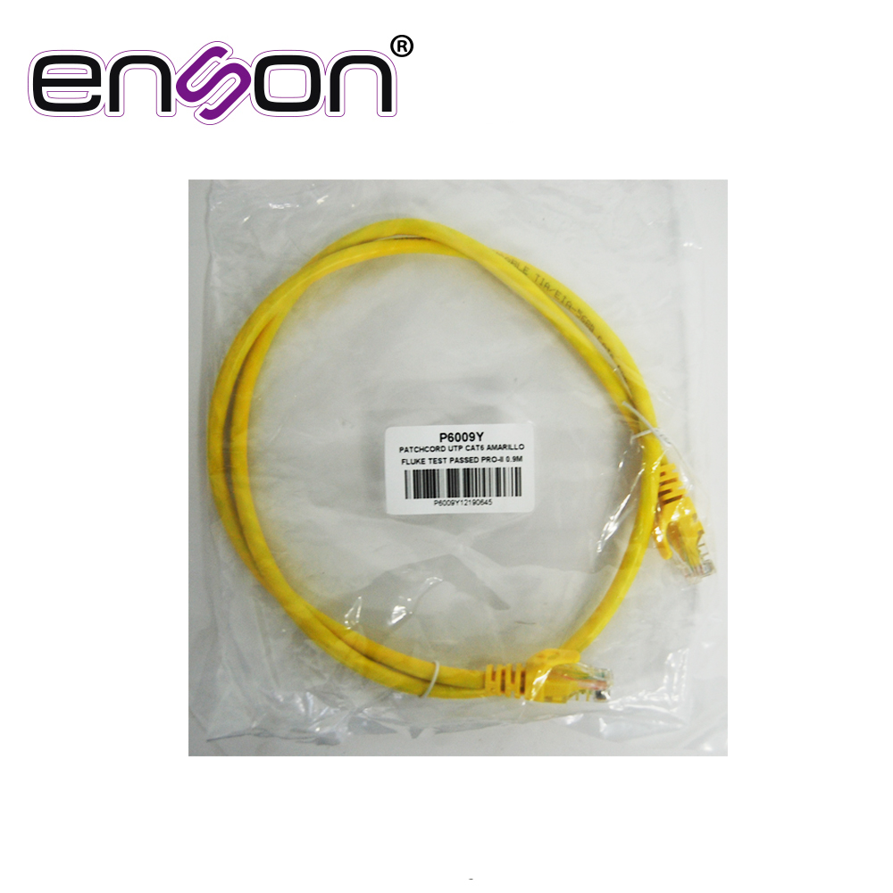 PATCHCORD UTP ENSON P6009Y CAT6 90CM AMARILLO SERIE EPRO 100-II 100 POR CIENTO COBRE PARA MEJOR IDENTIFICACION DE SOLUCIONES EN RACKS Y GABINETES