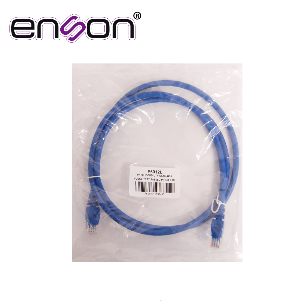 PATCHCORD UTP ENSON P6012L CAT6 120CM AZUL SERIE EPRO 100-II 100 POR CIENTO COBRE PARA MEJOR IDENTIFICACION DE SOLUCIONES EN RACKS Y GABINETES