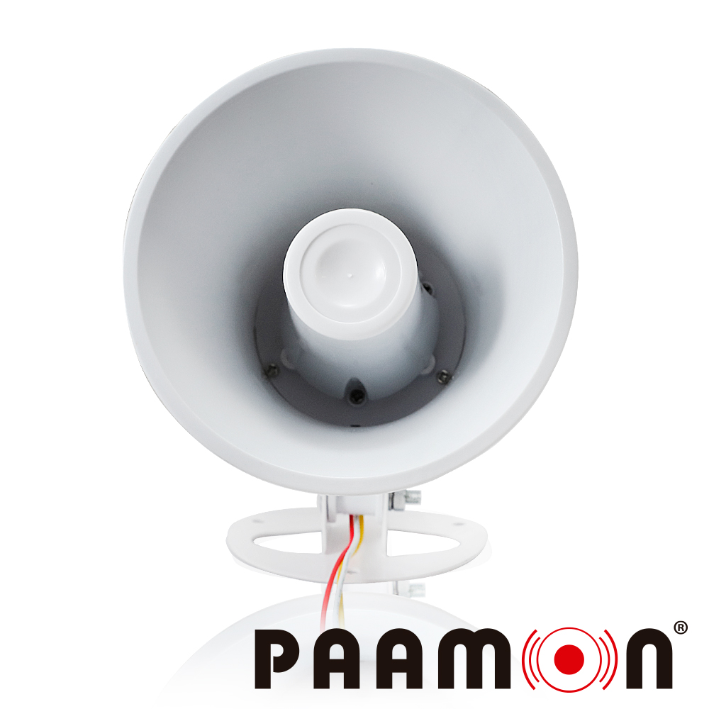 Sirena 15WATTS Paamon Pam-sre15w Doble Tono / Alambrica / Color Blanco / Material Abs/ Uso En Interior Y Exterior/ Nivel De Sonido 100 A 110dB/ Compatible Con Todos Los Sitemas De Alarma