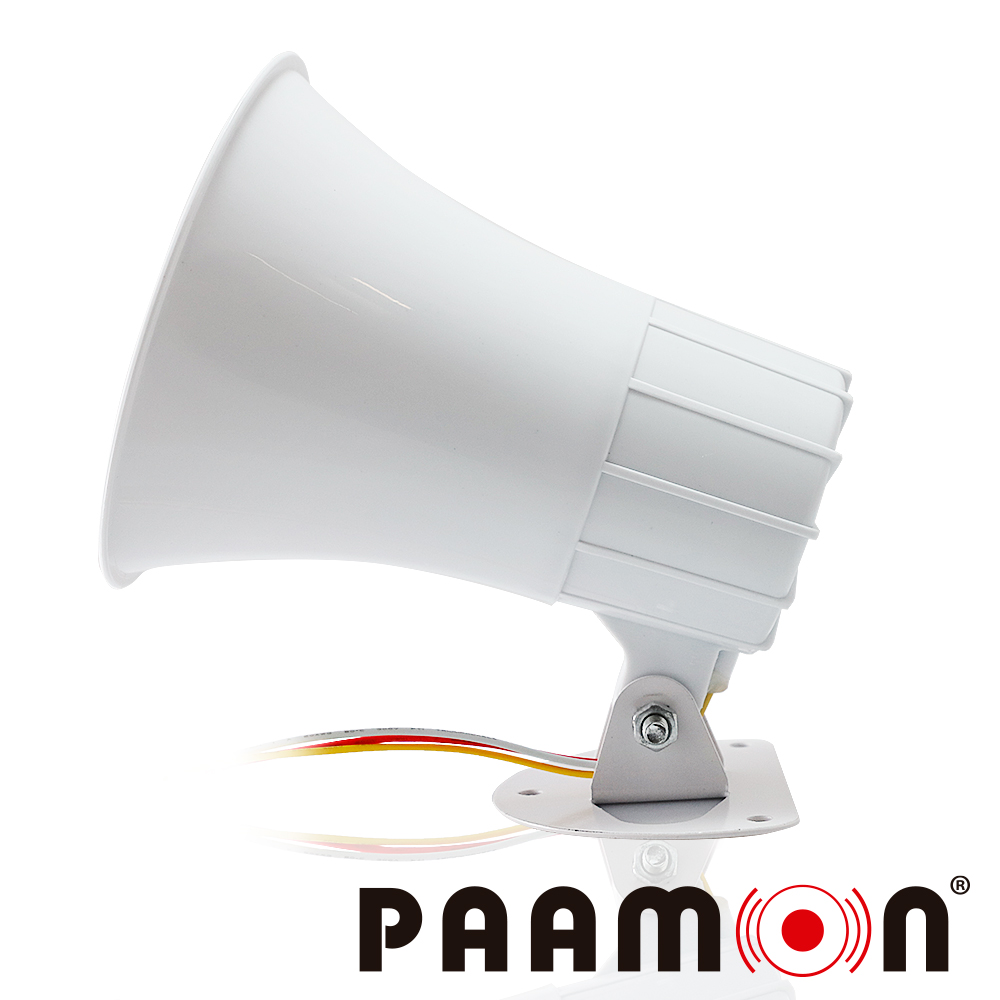 Sirena 15WATTS Paamon Pam-sre15w Doble Tono / Alambrica / Color Blanco / Material Abs/ Uso En Interior Y Exterior/ Nivel De Sonido 100 A 110dB/ Compatible Con Todos Los Sitemas De Alarma