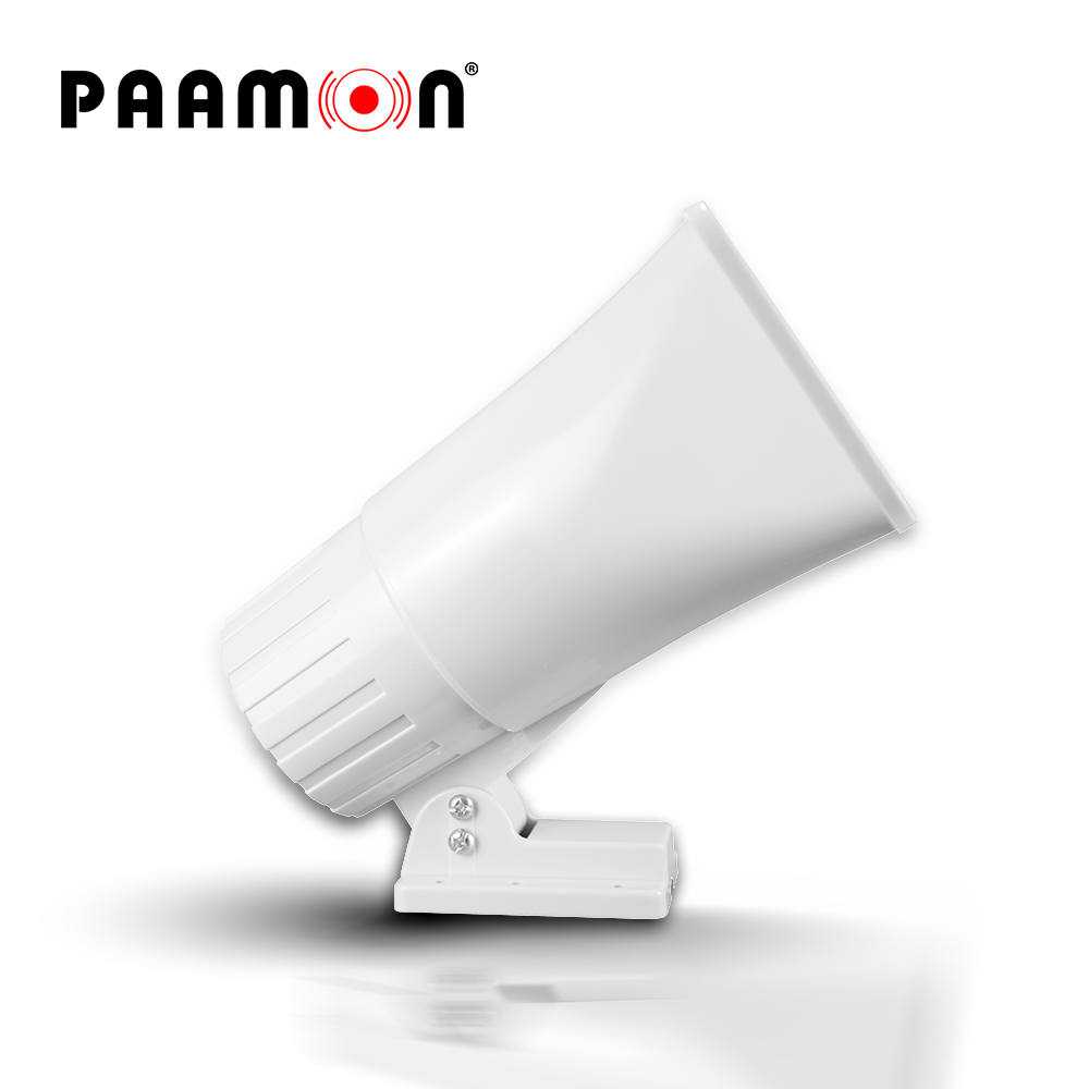 SIRENA 30WATTS PAAMON PAM-SRE30W DOBLE TONO/ ALAMBRICA / COLOR BLANCO/ PROTECCION IP65 / USO EN INTERIOR Y EXTERIOR/ NIVEL DE SONIDO 118/-2DB / COMPATIBLE CON TODOS LOS SISTEMAS DE ALARMA  SIN CAJA INDIVIDUAL