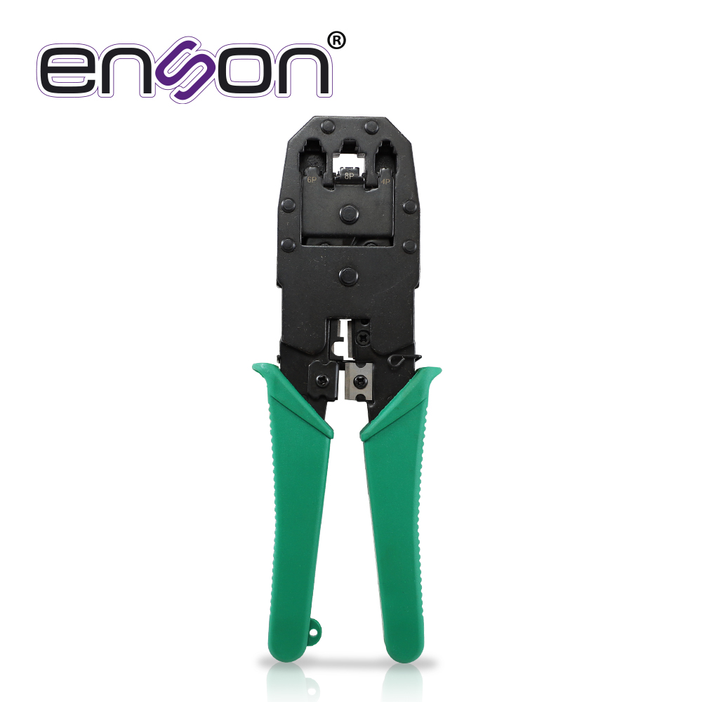 PINZAS PONCHADORAS ENSON ENS-NT01 PARA RJ9 (4 PINES) RJ11 (6 PINES) Y RJ45 (8 PINES) CON CUCHILLA DE CORTE Y PELADO DE CABLE