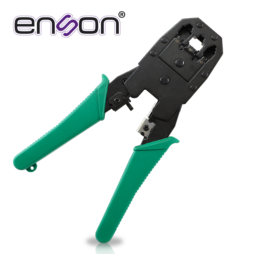 PINZAS PONCHADORAS ENSON ENS-NT01 PARA RJ9 (4 PINES) RJ11 (6 PINES) Y RJ45 (8 PINES) CON CUCHILLA DE CORTE Y PELADO DE CABLE