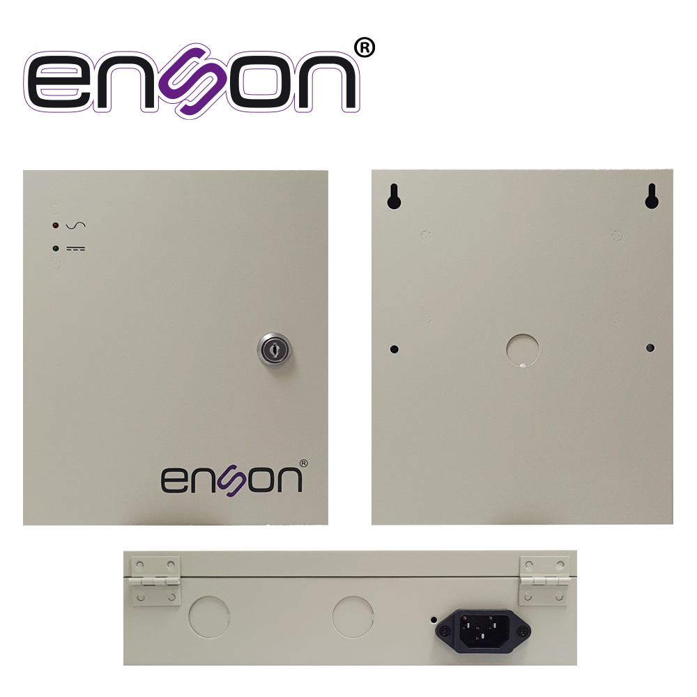 Fuente De Poder Tipo Caja Enson Psb-1209 12VDC 10A 9 Canales De 1.1A Cada Uno Ideal Para CCTV Y Control De Acceso