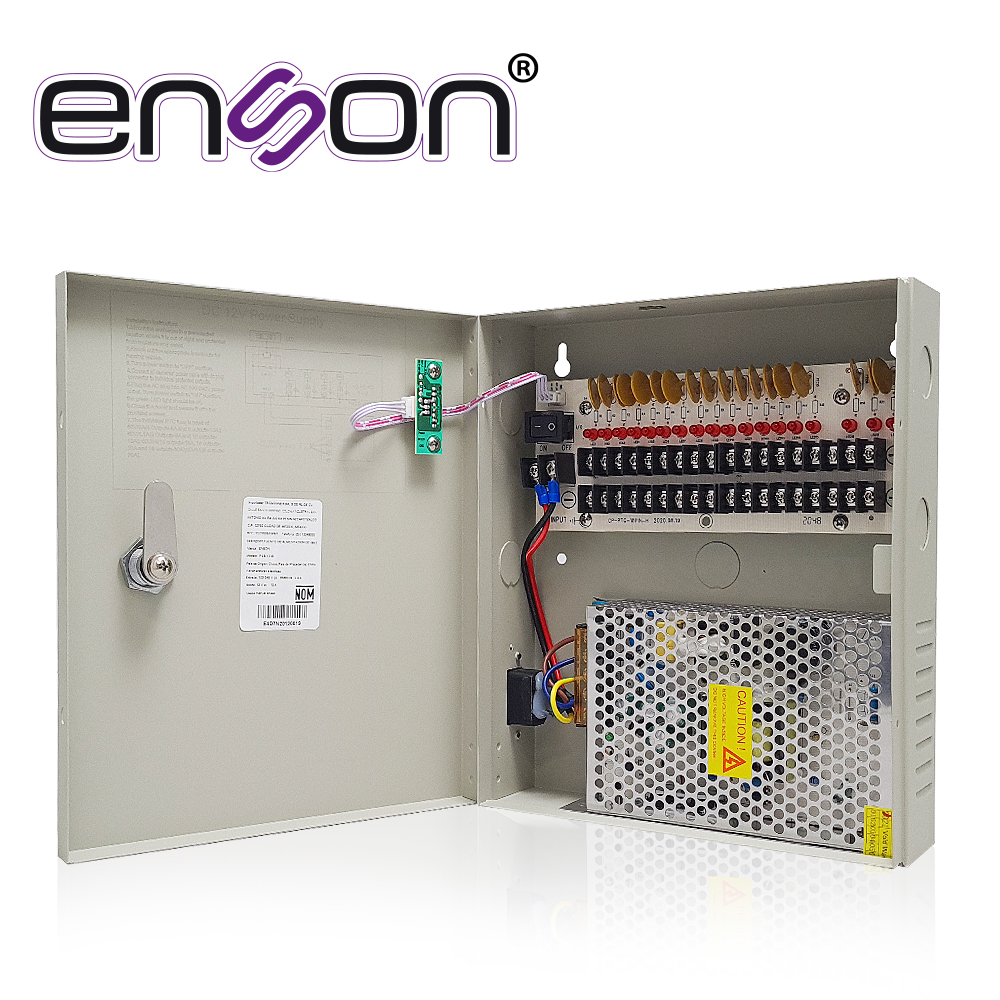 FUENTE DE PODER TIPO CAJA ENSON PSB-1218 12VDC 10A 18 CANALES DE 0.5A CADA UNO IDEAL PARA CCTV Y CONTROL DE ACCESO