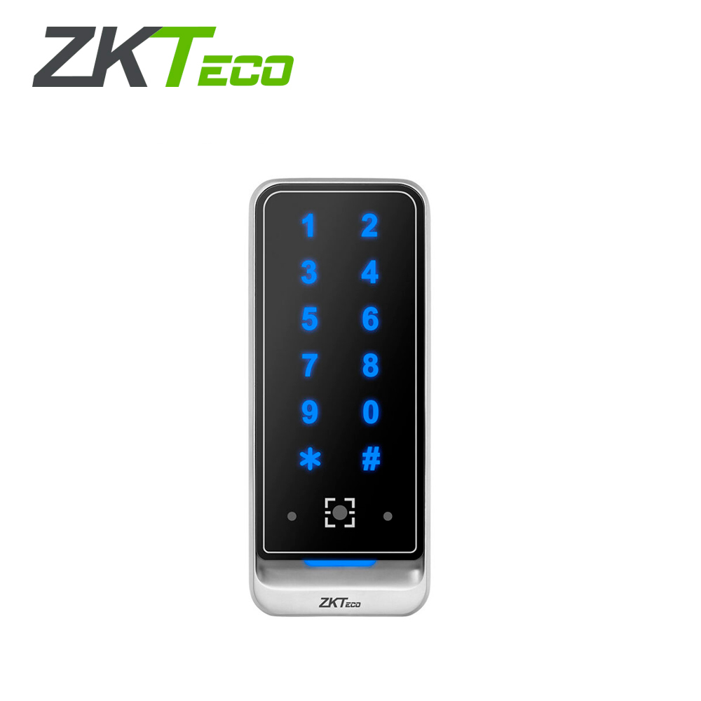 LECTOR CON TECLADO, RFID 125KHZ Y CODIGOS QR DE ZKTECO QR600-VK-E FABRICADO EN METAL COMPATIBLE CON LA APP MOVIL DE BIOSECURITY, BIOACCESS Y BIOCVSECURITY