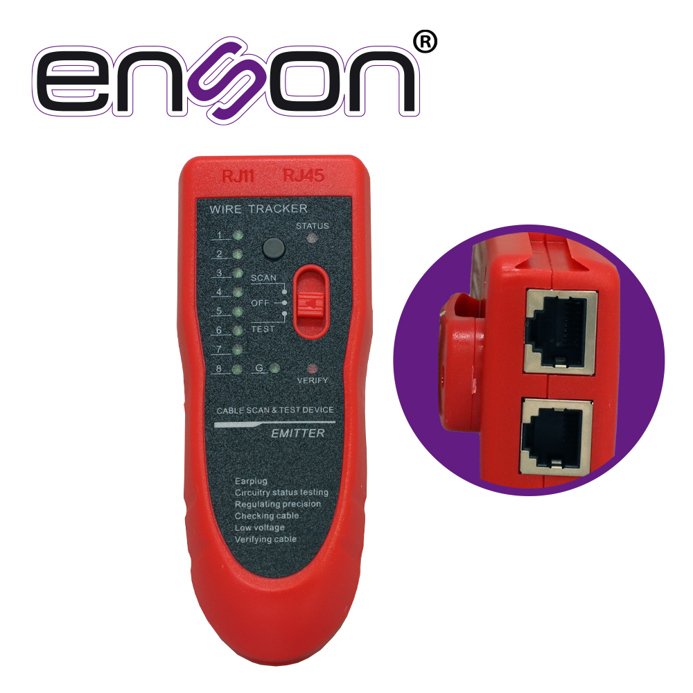 TESTER PROBADOR DE CABLE RJ45/RJ11 CON ACCESORIOS: TESTER-AUDIFONOS / CABLES PROBADORES / BATERIAS X 2 / ESTUCHE