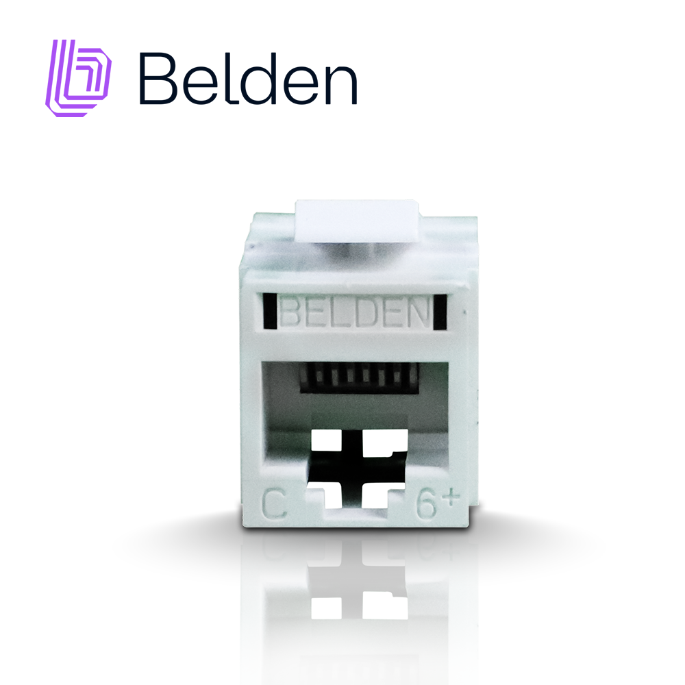 CONECTOR MODULAR JACK CAT6+ RJ45 BELDEN RV6MJKUEW-S1 / REVCONNECT / INTERIOR / BLANCO / PIEZA