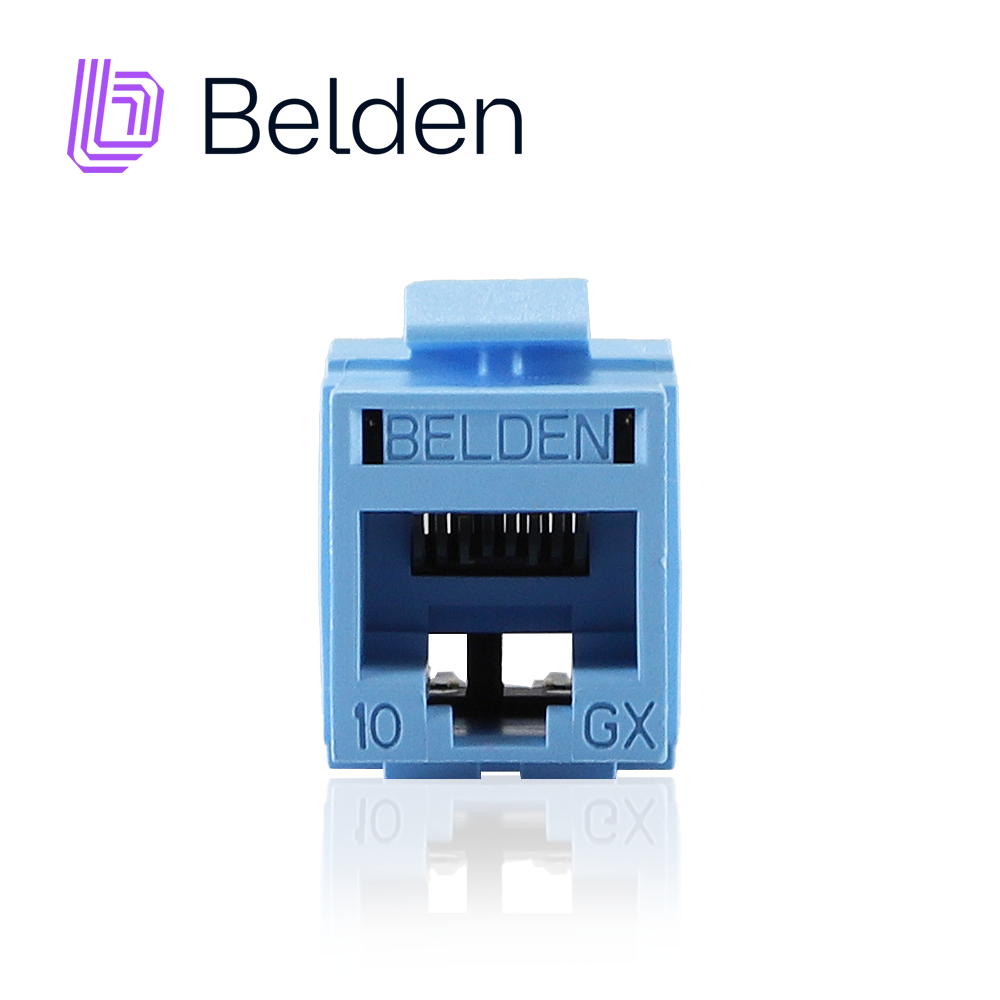 CONECTOR MODULAR JACK RJ45 CAT6A BELDEN RVAMJKUTB-S1 / REVCONNECT / INTERIOR / AZUL CLARO / PIEZA