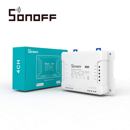 Interruptor Inteligente Con 4 Relevadores Nc/no Sonoff 4CH Pro R3 Wifi 2.4 Ghz Hasta 10AMP Por Canal 40 Amp Totales Para Solucion De Smart Home Con Temporizador, Montaje Din Rail Y Tres Modos De Trabajo Para Ios Y Android Compatible Con Alexa/google Home/ifttt (ifttt Requiere Cuenta Vip) 