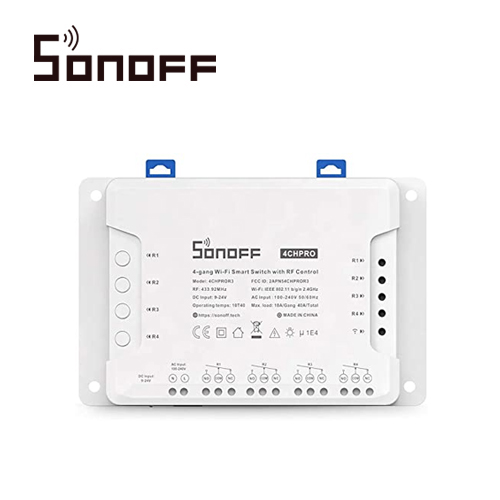 INTERRUPTOR ON/OFF SONOFF 4CH R3 SMART INALAMBRICO WIFI PARA SOLUCION DE SMART HOME CON TEMPORIZADOR Y MONTAJE DIN RAIL PARA IOS Y ANDROID COMPATIBLE CON ALEXA/GOOGLE HOME/NEST/IFTTT 4CH WIFI 2.4GHZ HASTA 10AMP POR CANAL, 16AMP TOTALES