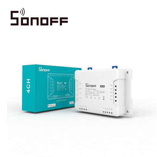 INTERRUPTOR ON/OFF SONOFF 4CH R3 SMART INALAMBRICO WIFI PARA SOLUCION DE SMART HOME CON TEMPORIZADOR Y MONTAJE DIN RAIL PARA IOS Y ANDROID COMPATIBLE CON ALEXA/GOOGLE HOME/NEST/IFTTT 4CH WIFI 2.4GHZ HASTA 10AMP POR CANAL, 16AMP TOTALES
