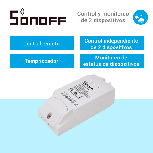 Interruptor On/off Sonoff Dual Inalambrico Wifi Para Solucion De Smart Home Con Temporizador Para Ios Y Android Compatible Con Alexa/google Home/nest/ifttt 2CH Wifi 2.4GHZ Hasta 16AMP