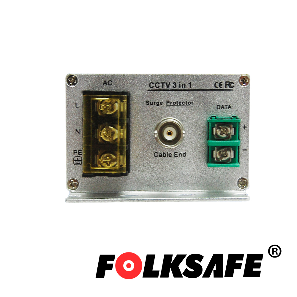 Protector Contra Sobretensiones Folksafe Fs-sp3001vpd/24 , Protege Contra Sobretensiones De Hasta 10KA En Video(bnc), 20KA En Voltaje Y 10KA En Datos, Recomendable Para Camara PTZ Con Voltaje De Operacion 24VAC, Carcasa Aleacion De Aluminio Con Proteccion Ip20