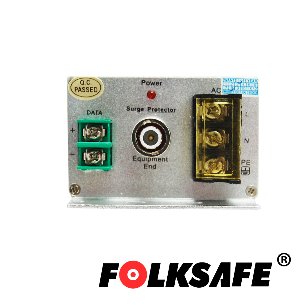 Protector Contra Sobretensiones Folksafe Fs-sp3001vpd/24 , Protege Contra Sobretensiones De Hasta 10KA En Video(bnc), 20KA En Voltaje Y 10KA En Datos, Recomendable Para Camara PTZ Con Voltaje De Operacion 24VAC, Carcasa Aleacion De Aluminio Con Proteccion Ip20