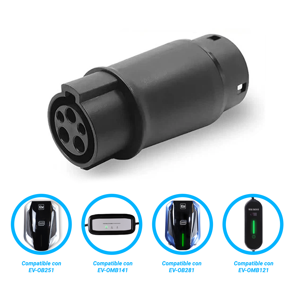Adaptador T2-gb/t Alter De Conector Tipo 2 A Gb/t Compatible Con Cargadores Ev-omb281, Ev-ob253, Ev-omb121 Y Ev-omb141