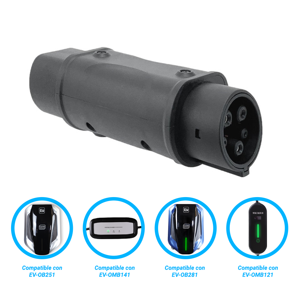 Adaptador T2-t1 Alter De Conector Tipo 2 A Tipo 1 Compatible Con Cargadores Ev-omb281, Ev-ob253, Ev-omb121 Y Ev-omb141