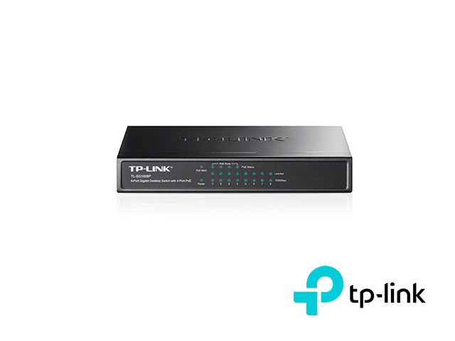 SWITCH POE NO-ADMINISTRABLE TP-LINK TL-SG1008P / 8 PUERTOS GIGABIT 10/100/1,000MBPS / 4 PUERTOS POE  802.3AF 55W / USO ESCRITORIO