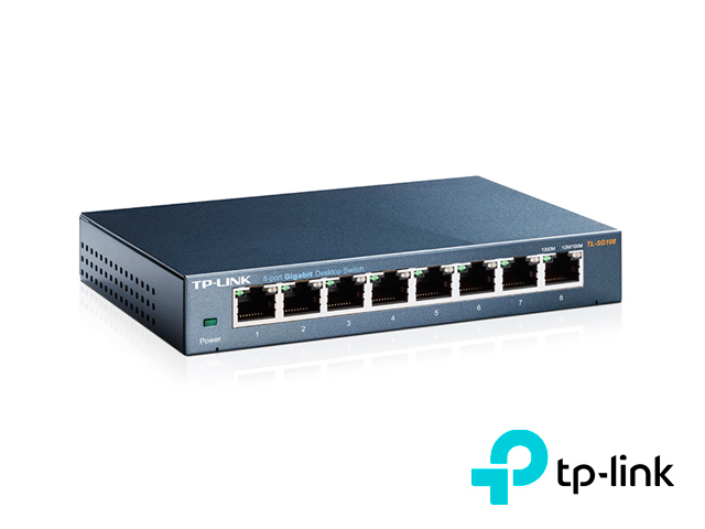SWITCH NO ADMINISTRABLE TP-LINK TL-SG108/ 8 PUERTOS RJ45 10/100/1000 MBPS/ TECNOLOGÍA GREEN ETHERNET AHORRA CONSUMO DE ENERGÍA/ CARCASA DE ACERO/ USO ESCRITORIO O MONTAJE EN PARED/ PLUG AND PLAY/ NO SE NECESITA CONFIGURACIÓN/ USO INTERIOR