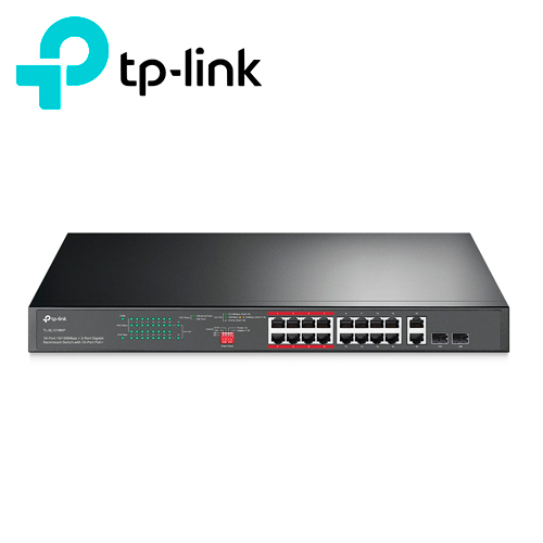 SWITCH NO ADMINISTRABLE TP-LINK TL-SL1218MP / 16 PUERTOS RJ45 POE AF/AT 10/100 MBPS + 2 PUERTOS GIGA COMBO RJ45/SFP / POTENCIA POE TOTAL 250 W / DISTANCIA DE TRANSMISION 250 METROS / CARCASA METALICA IDEAL PARA RACK / USO INTERIOR