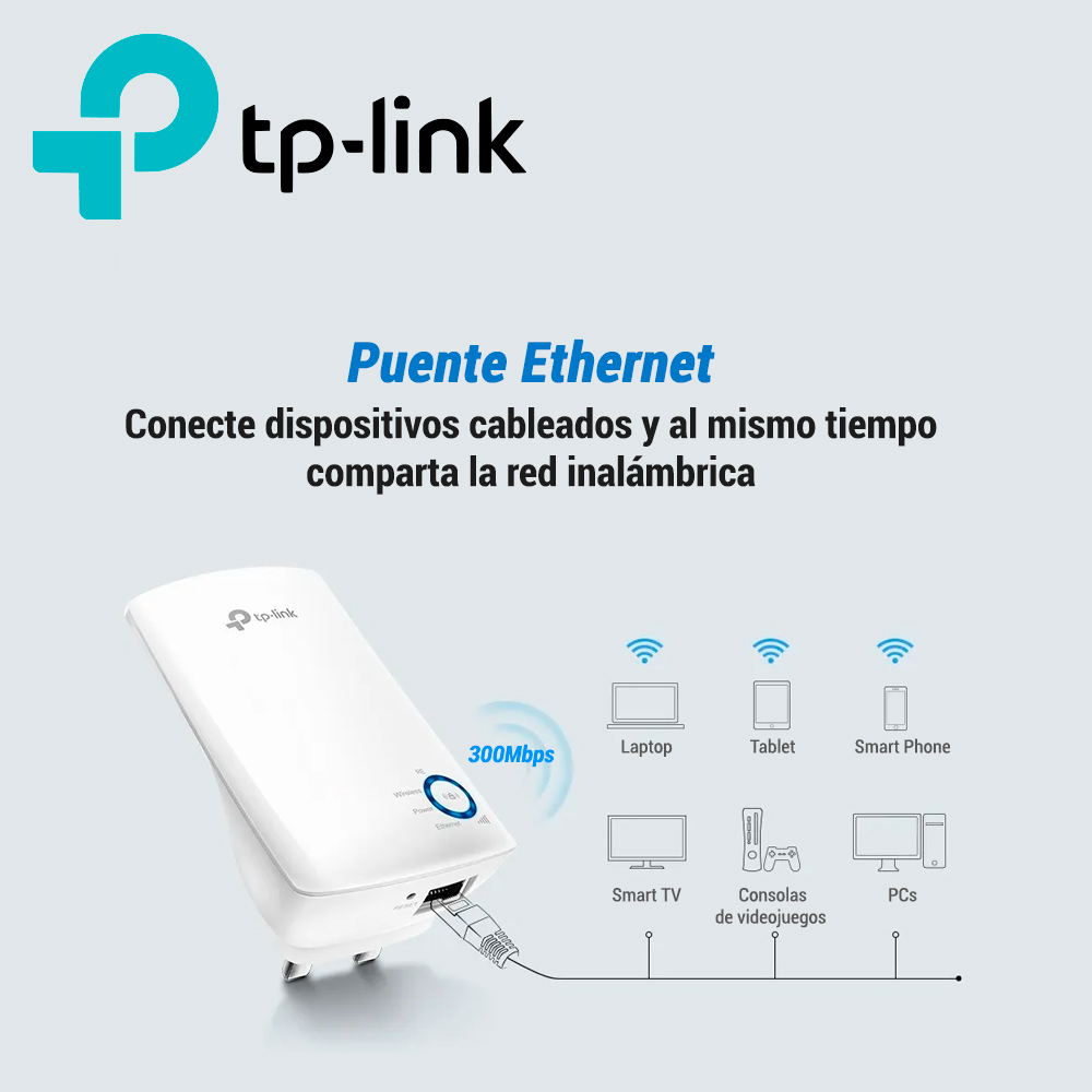 Extensor De Cobertura Wi-fi Tp-link Tl-wa850re / 1 Puerto Rj-45 10/100 Mbps / 2 Antenas / Frecuencia De 2.4GHZ / Consumo De 3W