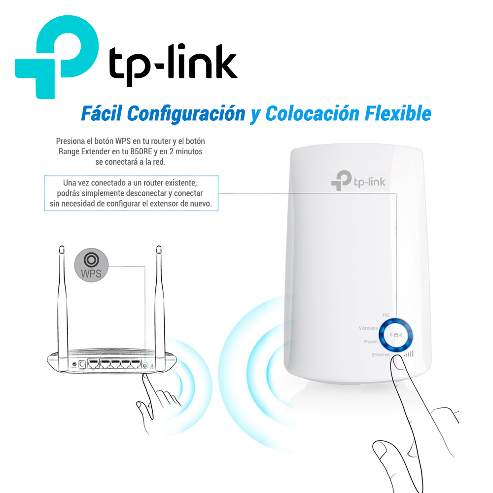 Extensor De Cobertura Wi-fi Tp-link Tl-wa850re / 1 Puerto Rj-45 10/100 Mbps / 2 Antenas / Frecuencia De 2.4GHZ / Consumo De 3W