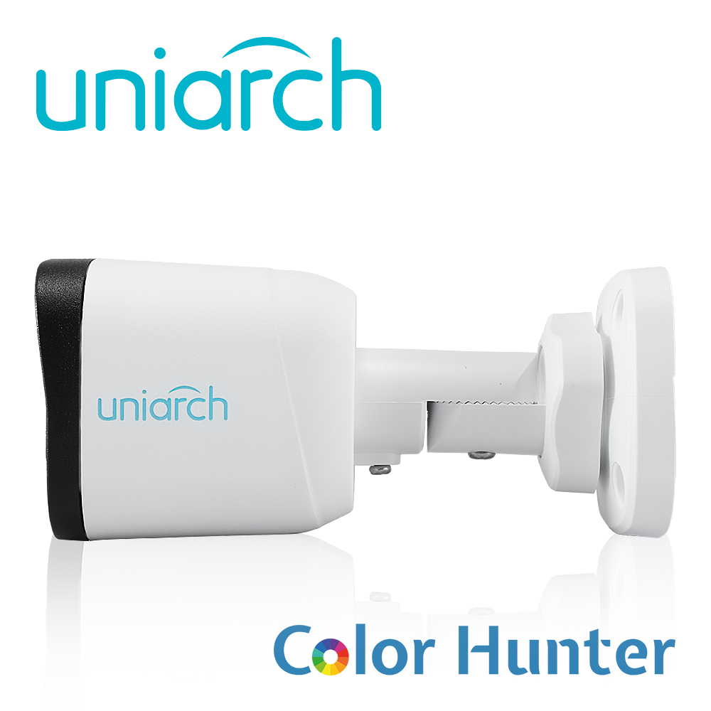 CAMARA ANALOGA MINI BULLET COLORHUNTER UNIARCH UAC-B115-F28-W / 5MP / TVI: 5MP@20fps / LENTE-2.8MM / DWDR / IR20M / ADMITE-GIRO180GRADOS(HORIZONTAL+VERTICAL) / PLASTICA / IP67 / 12 VCD