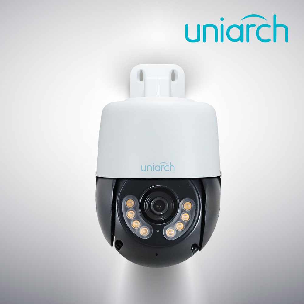 Camara HD PT Uniarch Colorhunter Uac-p112-af40-w / 2MP / Tvi/ahd/cvi: 1080P@25fps / Lente-4mm / Dwdr / Luz-blanca30m / Microfono-integrado / Paneo+tildeo-0-345grados / Plastica / Ip66 / 12 Vcd