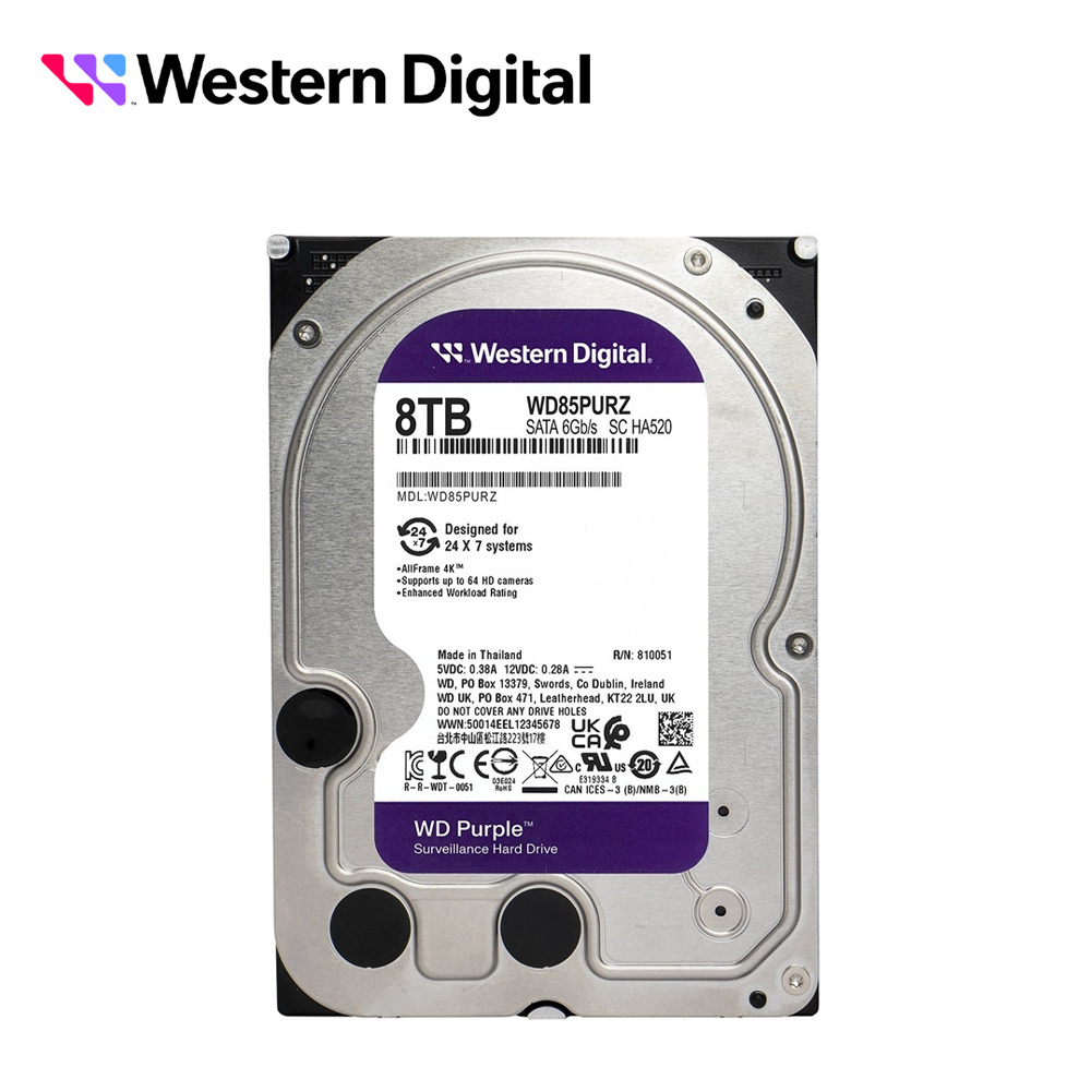 DISCO DURO DD 8TB SATA WD PURPLE WD85PURZ SATA 3.5 5640 RPM 256MB CACHE OPTIMIZADO PARA VIDEOVIGILANCICOMPATIBLE CON DVR Y NVR DE CUALQUIER MARCA