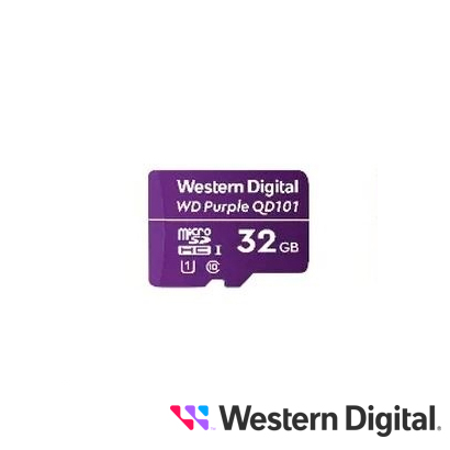 TARJETA MICROSD SERIE WD PURPLE 32GB WDD032G1P0C CLASE 10 U1 SOBRE ESCRITURA DE HASTA 16 TBW ESPECIAL PARA VIDEOVIGILANCIA